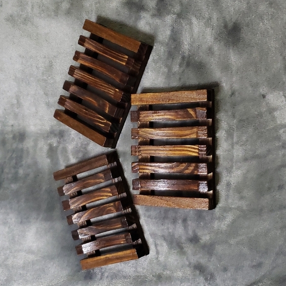 Set of 3 - Bamboo Soap Dishes - Picture 1 of 3